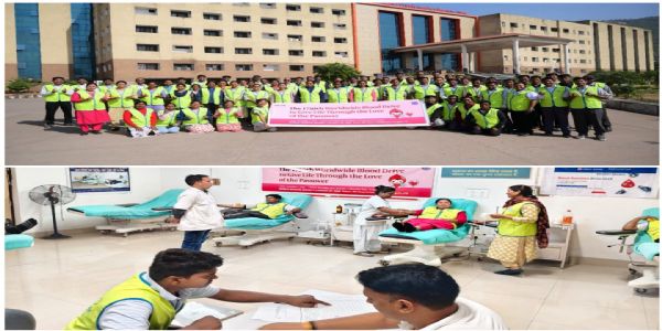 जरूरतमंद लोगों के लिए किया गया रायगढ़ मेडिकल कॉलेज में 43 यूनिट रक्तदान