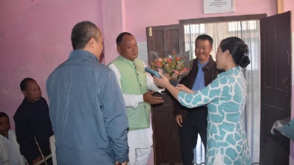 भाजपा नेता मालिन चकमा का सीईएम बनने पर पार्टी नेताओं ने किया भव्य स्वागत।