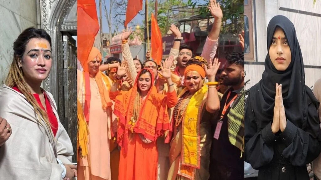 पदयात्रा के दौरान प्रयागराज महाकुंभ में चर्चित रहीं हर्षा रिछारिया अलीशा पदयात्रा में शामिल