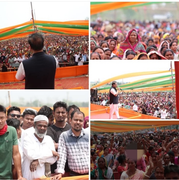 होजाई में आयोजित चुनावी सभा को संबोधित करते हुए मुख्यमंत्री डॉ हिमंत बिस्व सरमा की तस्वीरें। होजाई में आयोजित चुनावी सभा को संबोधित करते हुए मुख्यमंत्री डॉ हिमंत बिस्व सरमा की तस्वीरें।