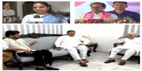 के. कविता, आम सभा मैं पूर्व मुख्यमंत्री केसीआर,  मुख्यमंत्री रेवंत रेड्डी बैठक में
