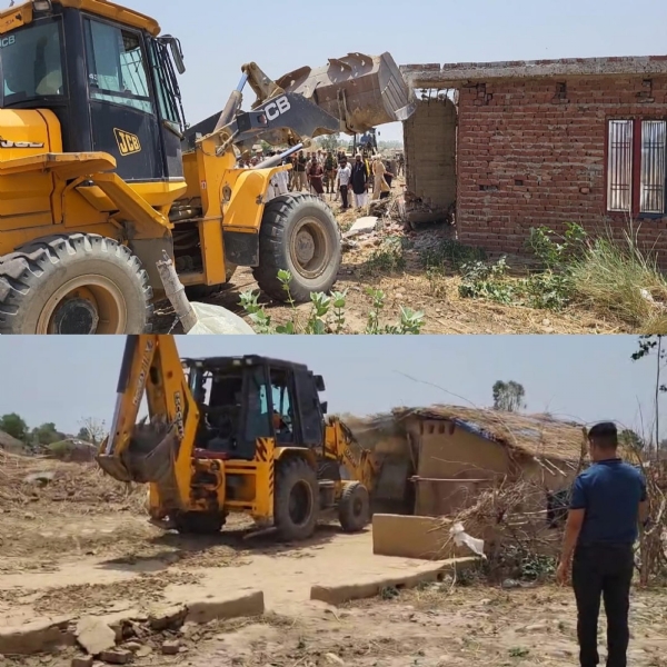 Kathua administration launched a massive anti-encroachment drive in Hiranagar, demolished 22 structures, took back 50 kanal land
