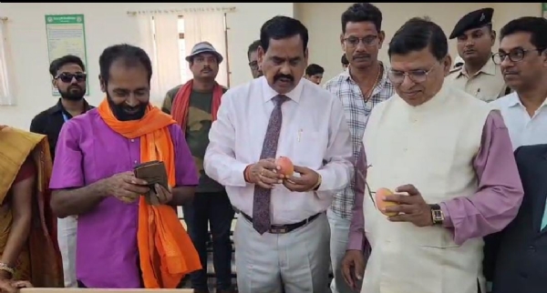 आम को देखते अधिकारी