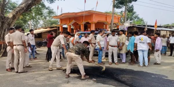 सड़क हादसे में युवक की मौत के बाद हंगामा