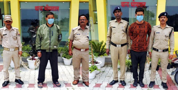 पुलिस की गिरफ्त में हत्यारोपित।