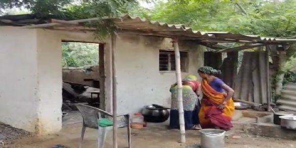 हाथियों के झुंड ने उत्पात मचाते हुए शाला के रसोई कक्ष को क‍िया क्षतिग्रस्त