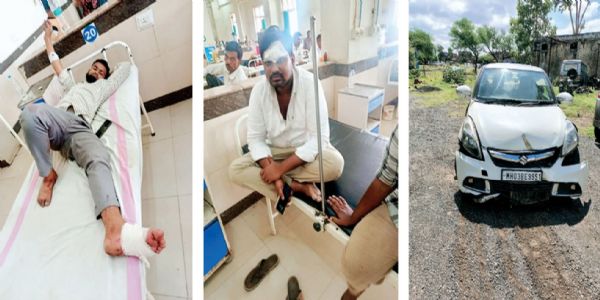 तेज रफ्तार कार टकराई डिवाइडर से,तेलंगाना के चार युवक घायल