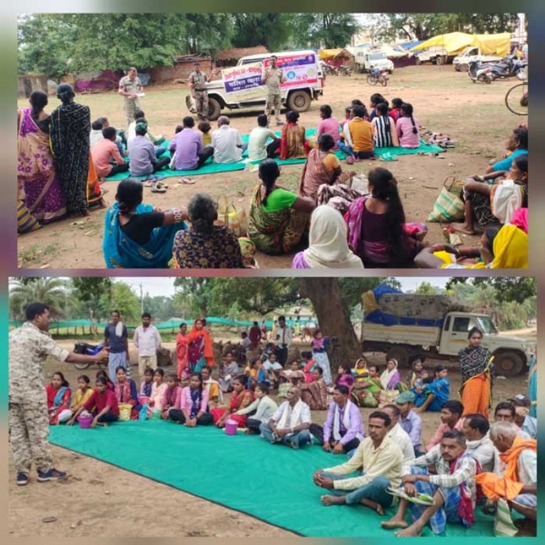 पुलिस ने चलित थाना लगाकर लोगों को किया जागरूक