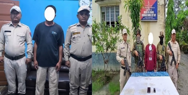 मणिपुर में गिरफ्तार उग्रवादियों की तस्वीर।