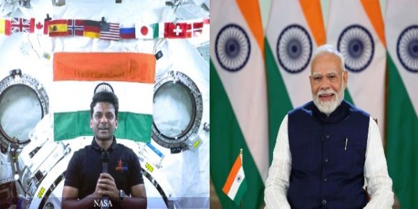 PM-modi-interacted-Shubhanshu Shukla-International Space Station प्रधानमंत्री नरेन्द्र मोदी वीडियो कॉन्फ्रेंसिंग के जरिए शुभांशु शुक्ला से बातचीत करते हुए