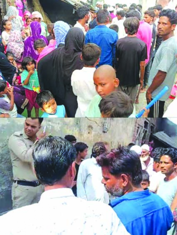 घटनास्थल पर मौजूद भीड़ घटनास्थल पर मौजूद भीड़