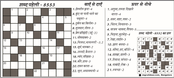 शब्द पहेली : 14 जुलाई, 2025