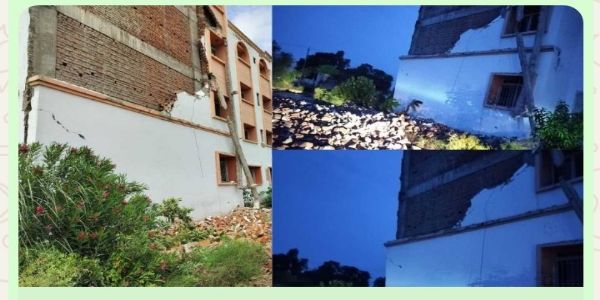नालंदा के पावापुरी फार्मेसी एंड जीएनएम कॉलेज का दीवार धाराशाई बाल-बाल बचे छात्र