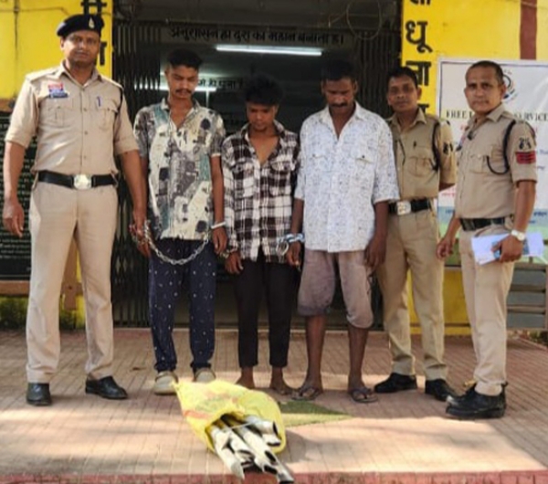 चोरी के तीन आराेपित गिरफ्तार