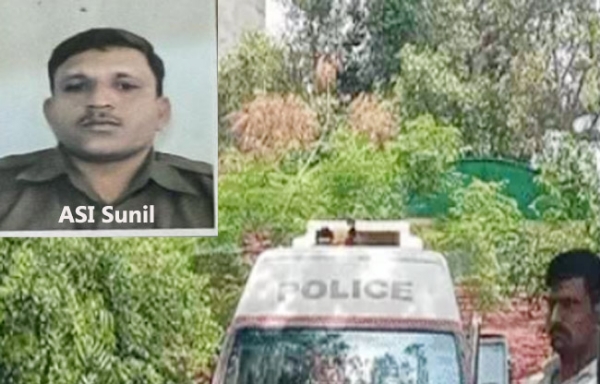साेनीपत  शाव  ले जाती  एंबूलेंस, इनसेट में फाइल फाेटाे एएसआई सुनील