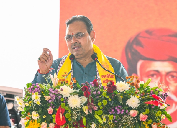 सभा को संबोधित करते हुए सीएम भजनलाल शर्मा