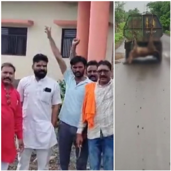 घसीटकर ले जाने के विरोध में बजरंगदल ने किया घेराव