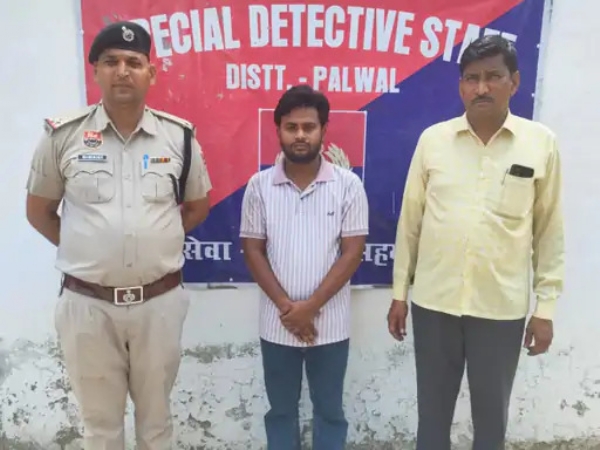 पुलिस की गिरफ्त में आरोपी अनिल।