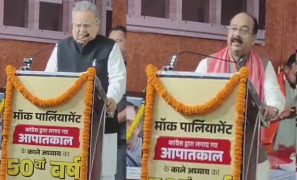 युवा संसद  कार्यक्रम काे संबाेधित करते डाॅ. रमन सिंह एवं उप-मुख्यमंत्री अरुण साव