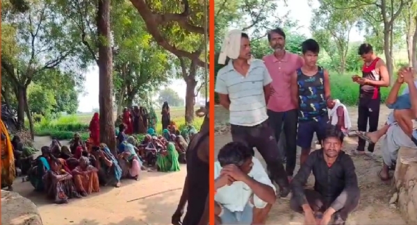 रोते बिलखते मृतक के परिजन व घटनास्थल पर मौजूद ग्रामीण