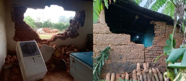 ग्रामीणों के मकानो में तोड़फोड़