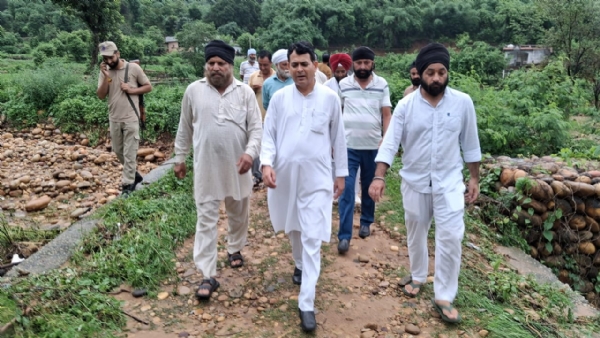 बाढ प्रभावित इलाकाें का दाैरा करते डीडीसी