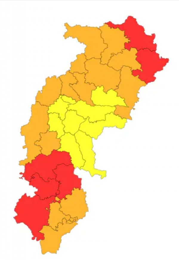 6 जिलों में भारी बारिश का रेड अलर्ट
