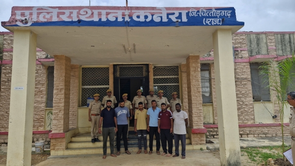 चित्तौड़गढ़ की कनेरा थाना पुलिस ने हत्या के मामले में गिरफ्तार किए आरोपित।