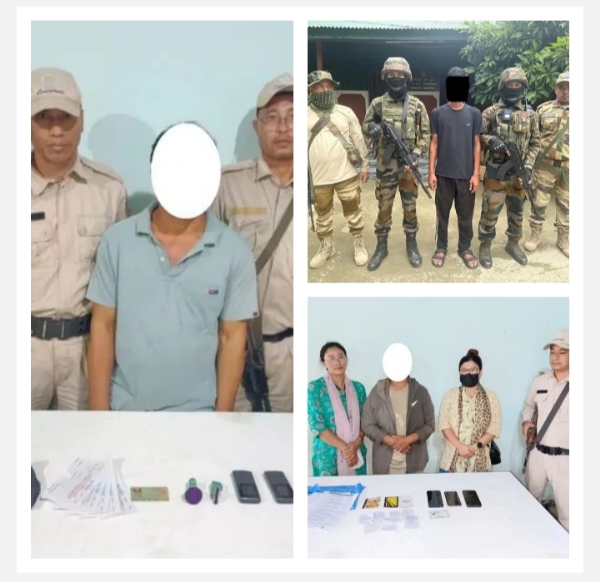 मणिपुर में गिरफ्तार उग्रवादियों की तस्वीरें।
