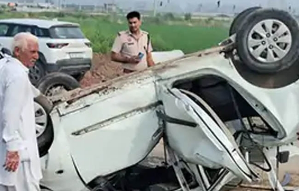 सोनीपत:  दुघर्टनाग्रस्त कार जिसमें परिवार के साथ अंजना सवार थी