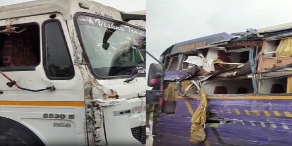 स्लीपर बस और ट्रेलर की टक्कर में एक यात्री की मौत, दो गंभीर घायल