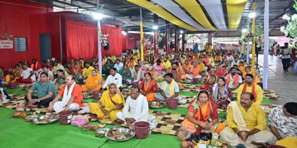 कोरबा : हसदेव नदी के तट पर विराजी माँ सर्वमंगला मंदिर में सामूहिक महा रुद्राभिषेक का आयोजन