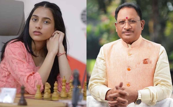 मुख्यमंत्री विष्णुदेव साय  एवं शतरंज विजेता दिव्या देशमुख