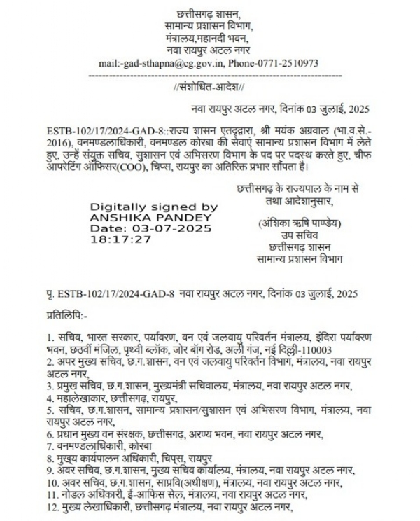 राज्य शासन का आदेश