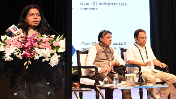 गुरुग्राम के मानेसर में आयोजित शहरी स्थानीय निकायों के अध्यक्षों के राष्ट्रीय सम्मेलन में मौजूद प्रतिनिधि।