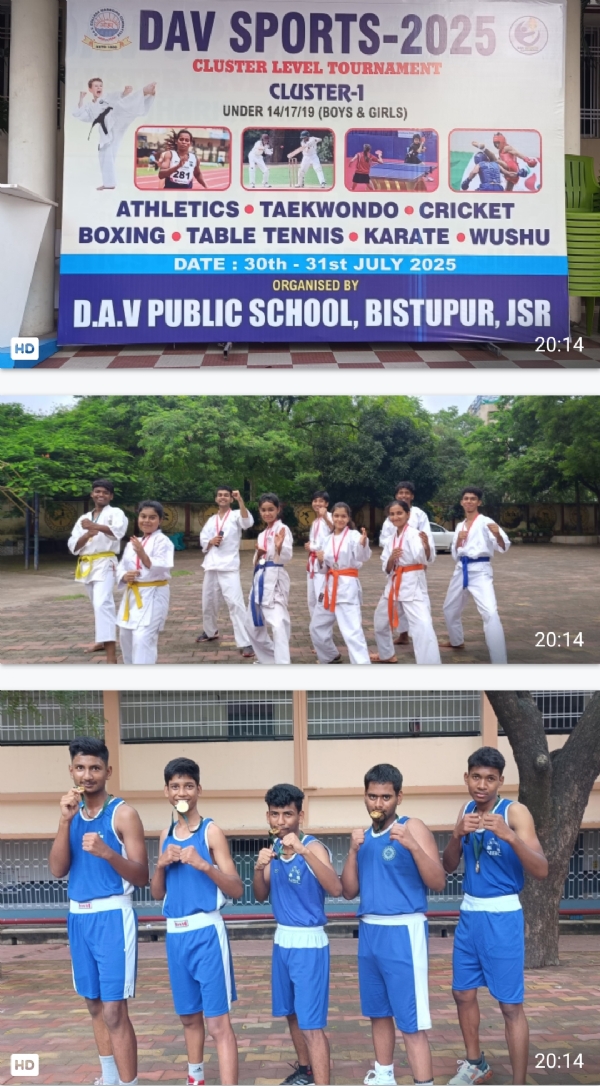 टाटा डी.ए.वी पब्लिक स्कूल नोवामुंडी के बच्चे ने डी.ए वी नेशनल स्पोर्ट्स क्लस्टर लेवल प्रतियोगिता में डी.ए.वी बिष्टुपुर में परचम लहराया