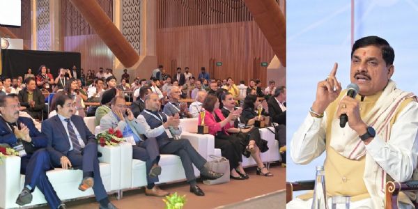 दिल्ली में बीएसएल ग्लोबल आउटरीच समिट-2025 में संबोधित करते हुए मुख्यमंत्री मोहन यादव