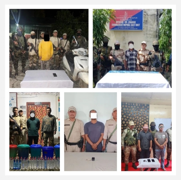 Image of the arrested rebels of banned outfits in Manipur.