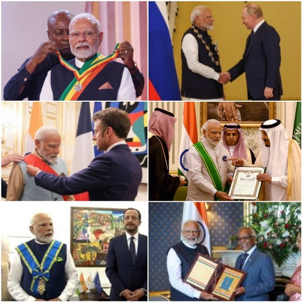 अलग-अलग देशों से सम्मान प्राप्त करते पीएम मोदी