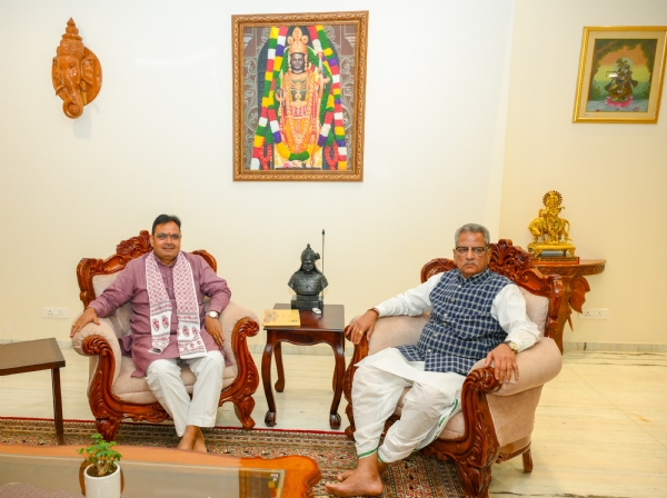 मुख्यमंत्री भजनलाल शर्मा की सिक्किम के राज्यपाल ओमप्रकाश माथुर से शिष्टाचार भेंट