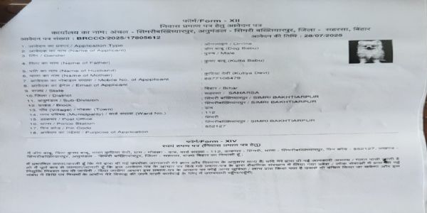 डॉग बाबू के नाम से निवास प्रमाण पत्र बनाने का आवेदन देने पर मामला दर्ज