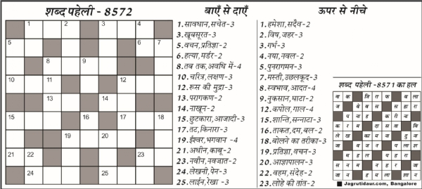 शब्द पहेली : 02 अगस्त, 2025