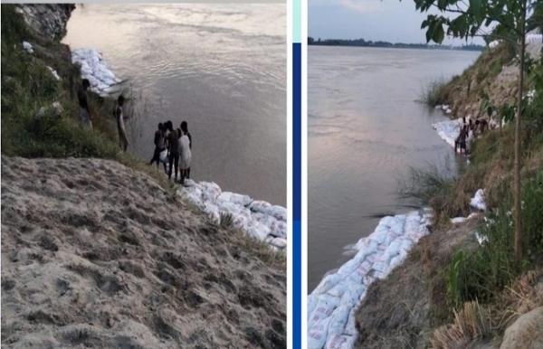 बिहार में बाढ़ृ-कटाव की रोकथाम के लिए किये गए कार्य की फोटो