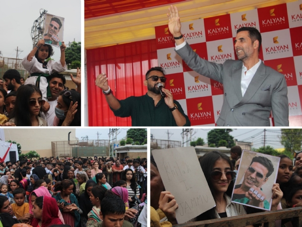 जम्मू के डोगरा चौक में अक्षय कुमार की एक झलक पाने के लिए प्रशंसकों की उमड़ी भारी भीड़