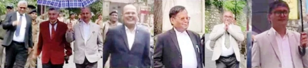 युवा दिवस के अंतर्गत अपने आवासों से पैदल उत्तराखंड उच्च न्यायालय आते न्यायमूर्तिगण।