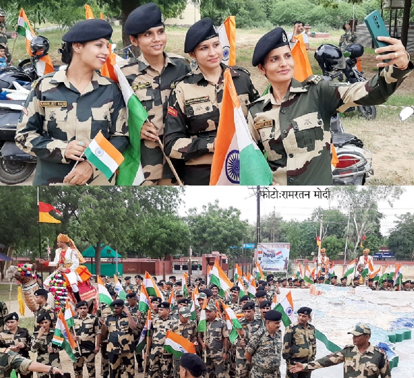 सीमा सुरक्षा बल के जवानों ने बीकानेर में निकाली तिरंगा यात्रा