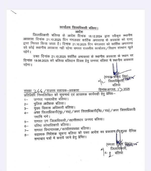 डीएम के आदेश की प्रति