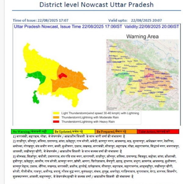 मौसम विभाग द्वारा दी गई जानकारी