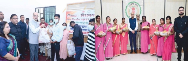 राज्यपाल डेका मरीजों को  पौष्टिक आहार  देते