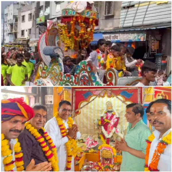 पर निकली शोभायात्रा, राज्यमंत्री पंवार ने मंदिर में की पूजा
